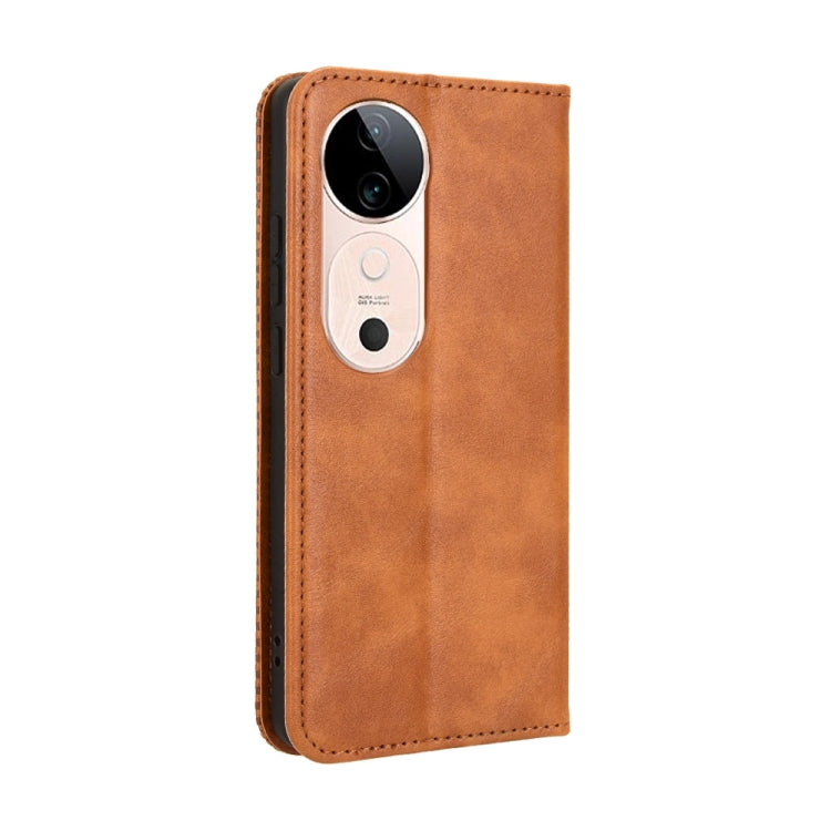 For vivo S19 5G Magnetic Buckle Retro Texture Leather Phone Case