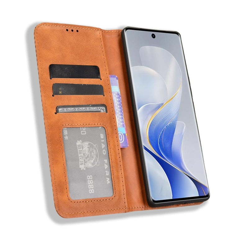 For vivo S19 Pro 5G / V40 5G Magnetic Buckle Retro Texture Leather Phone Case