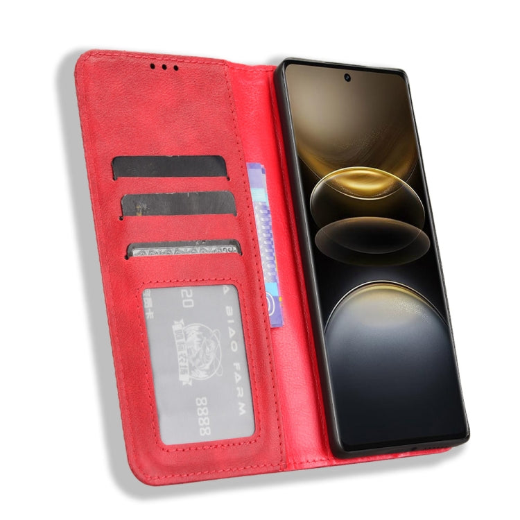 For vivo X100 Ultra 5G Magnetic Buckle Retro Texture Leather Phone Case
