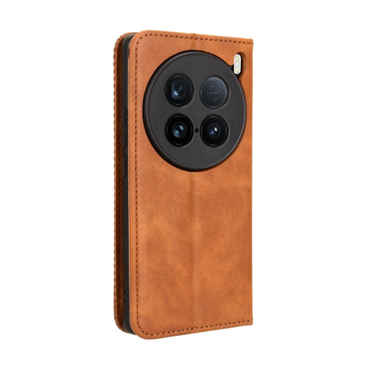 For vivo X100 Ultra 5G Magnetic Buckle Retro Texture Leather Phone Case