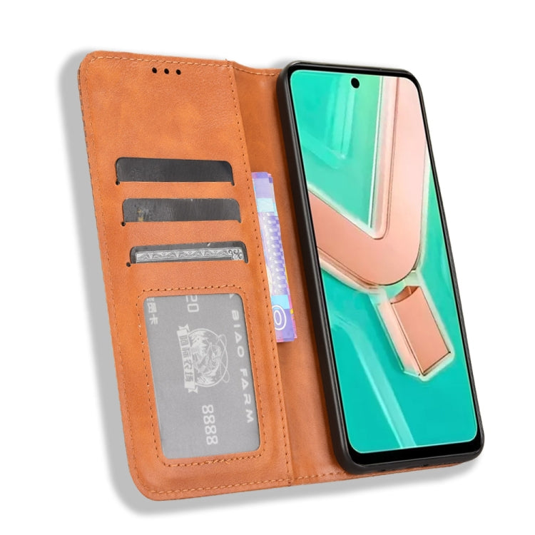 For vivo Y28 4G Magnetic Buckle Retro Texture Leather Phone Case