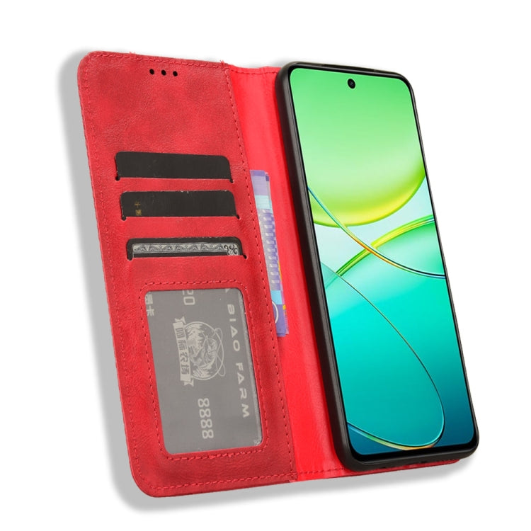 For vivo Y58 5G Magnetic Buckle Retro Texture Leather Phone Case
