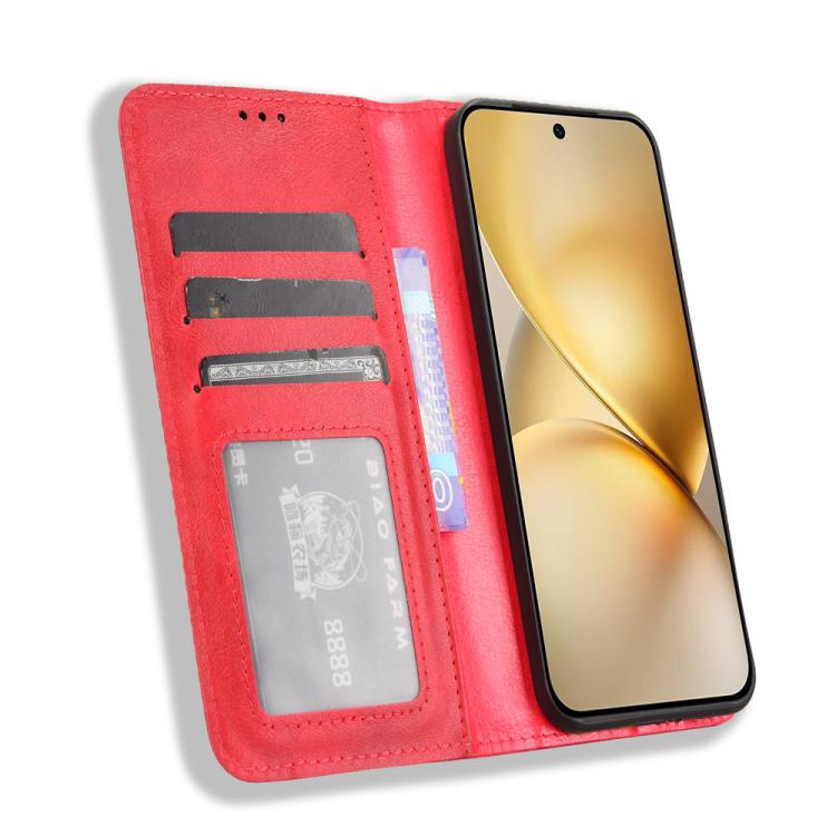 For vivo X200 5G Magnetic Buckle Retro Texture Leather Phone Case
