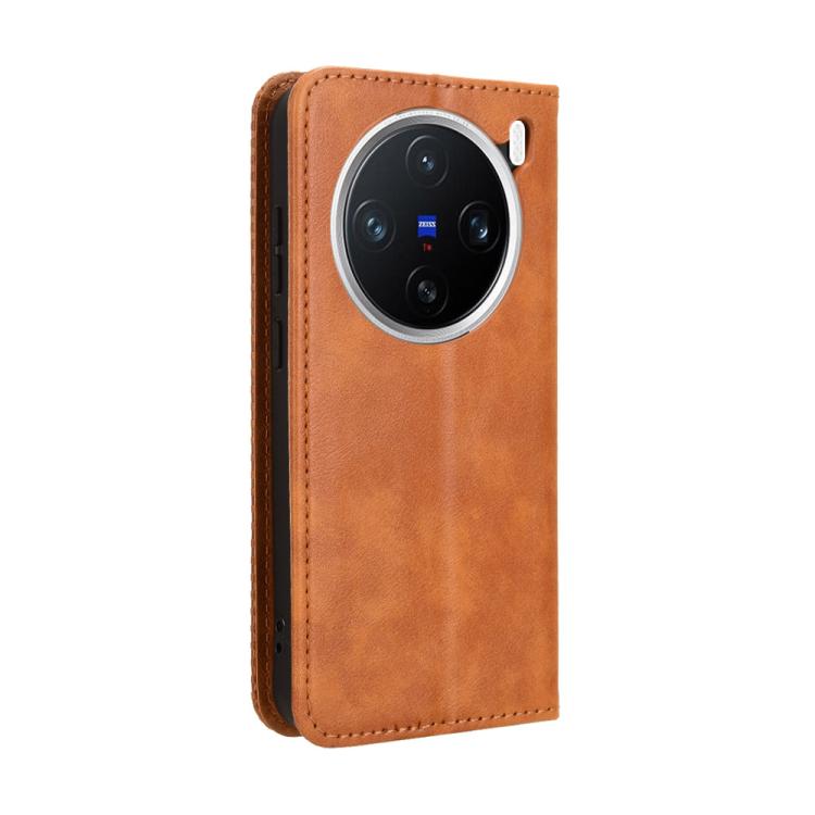 For vivo X200 5G Magnetic Buckle Retro Texture Leather Phone Case
