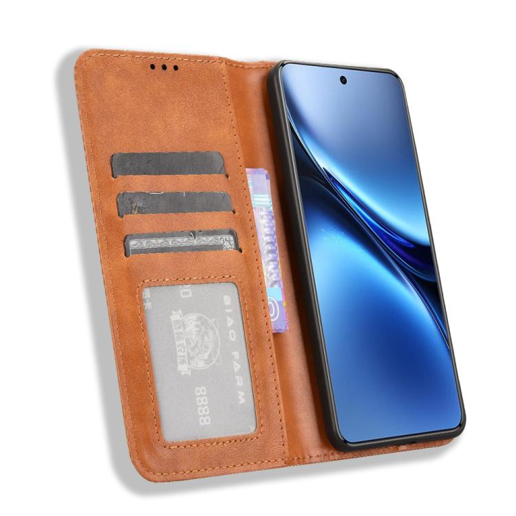 For vivo X200 Pro 5G Magnetic Buckle Retro Texture Leather Phone Case