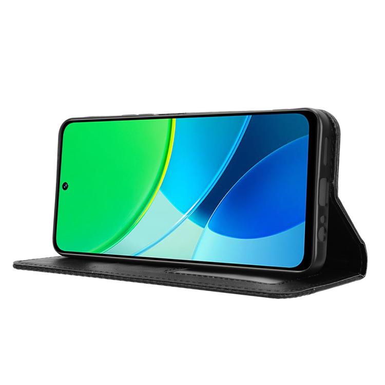For vivo Y19s 4G Magnetic Buckle Retro Texture Leather Phone Case