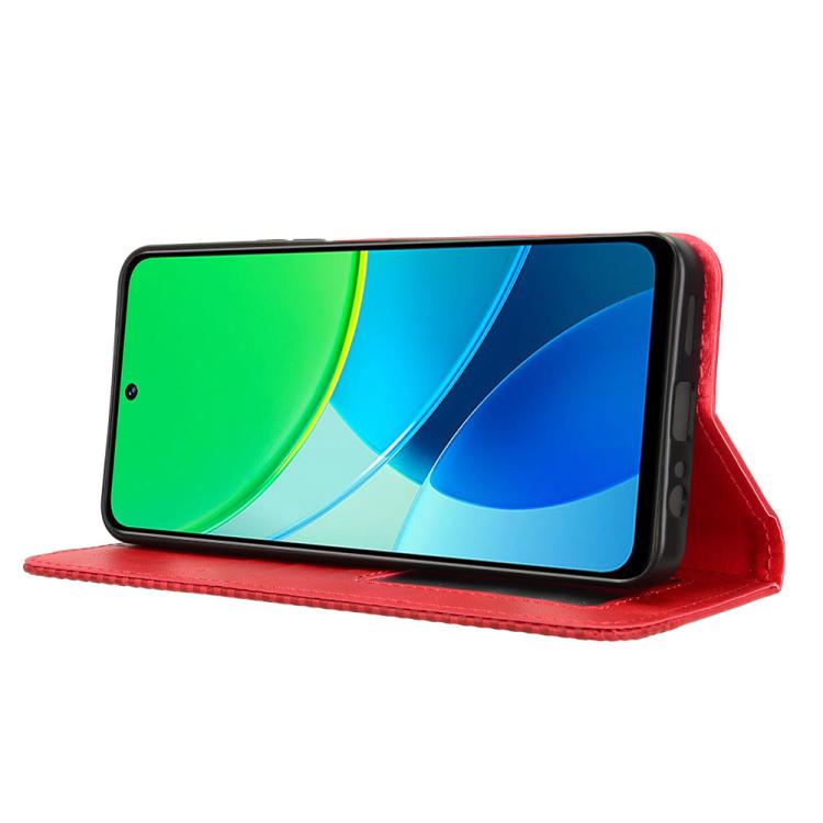 For vivo Y19s 4G Magnetic Buckle Retro Texture Leather Phone Case