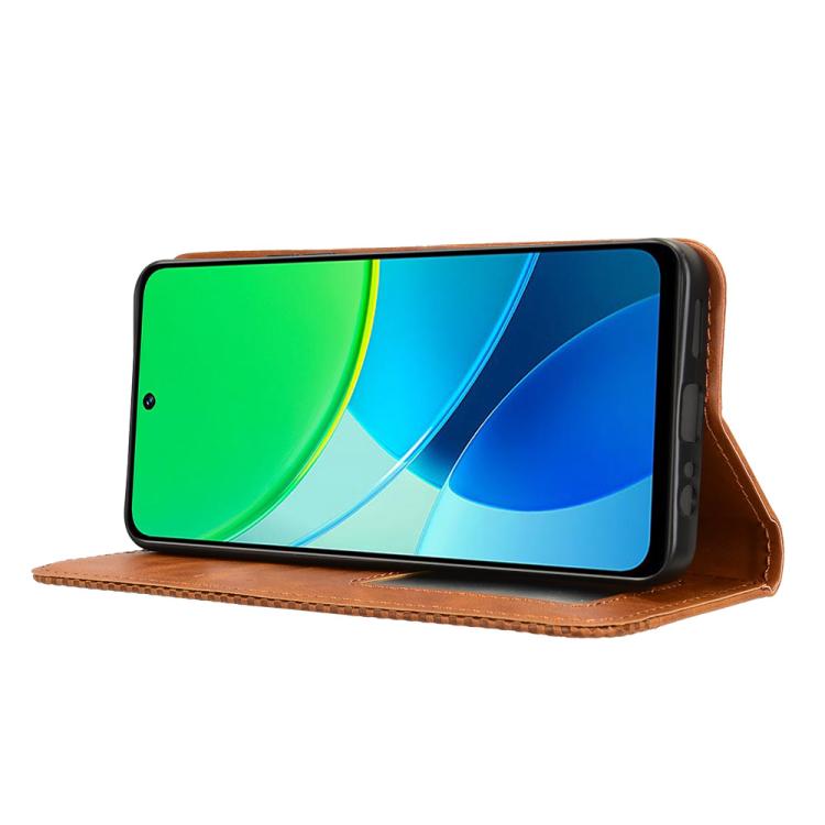 For vivo Y19s 4G Magnetic Buckle Retro Texture Leather Phone Case