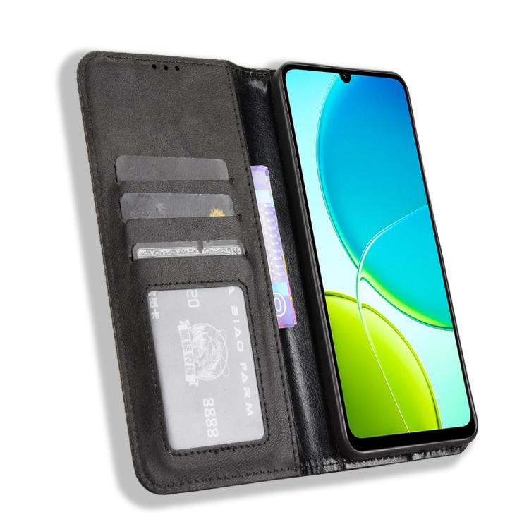 For vivo Y04 4G / Y29s 5G Magnetic Buckle Retro Texture Leather Phone Case
