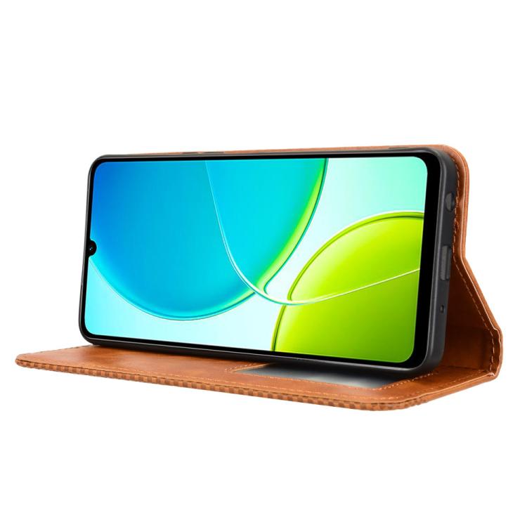 For vivo Y04 4G / Y29s 5G Magnetic Buckle Retro Texture Leather Phone Case