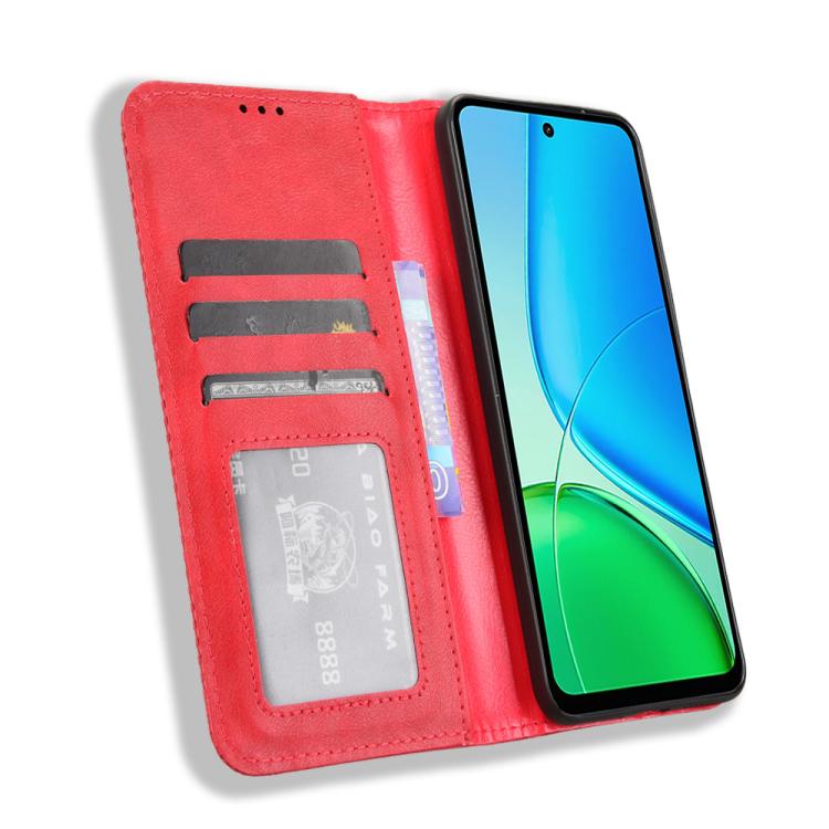 For vivo Y29 4G / T4x 5G Magnetic Buckle Retro Texture Leather Phone Case