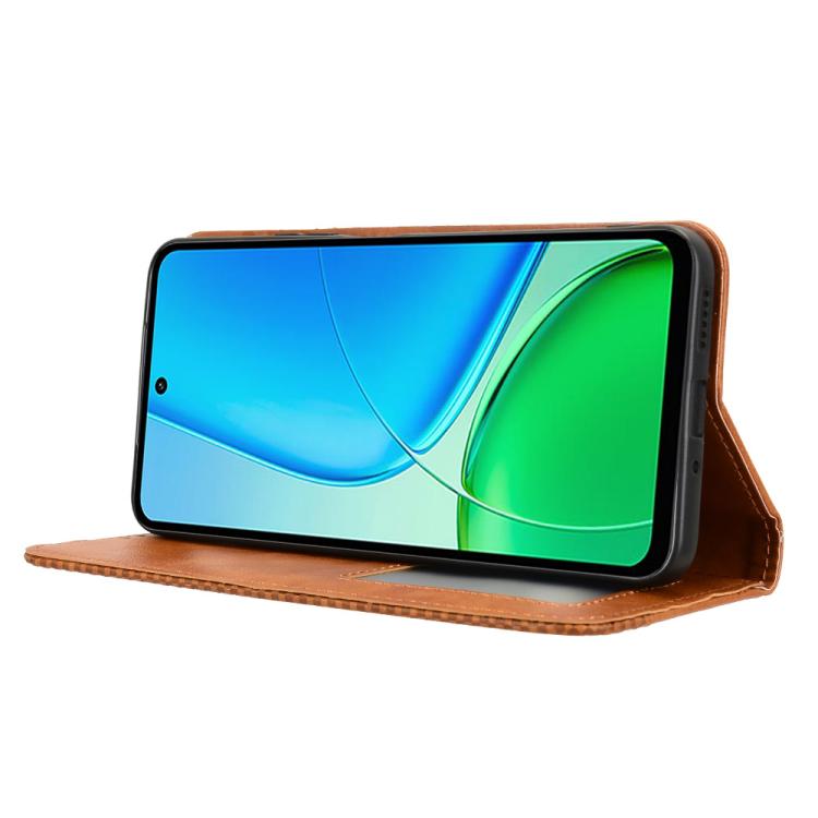 For vivo Y29 4G / T4x 5G Magnetic Buckle Retro Texture Leather Phone Case