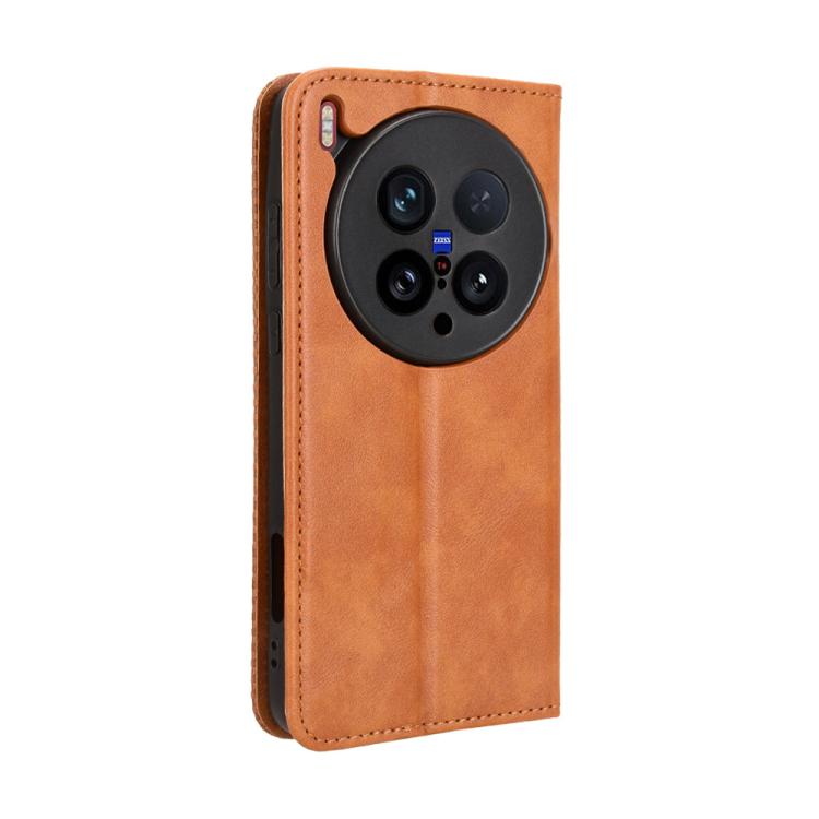 For vivo X200 Ultra 5G Magnetic Buckle Retro Texture Leather Phone Case