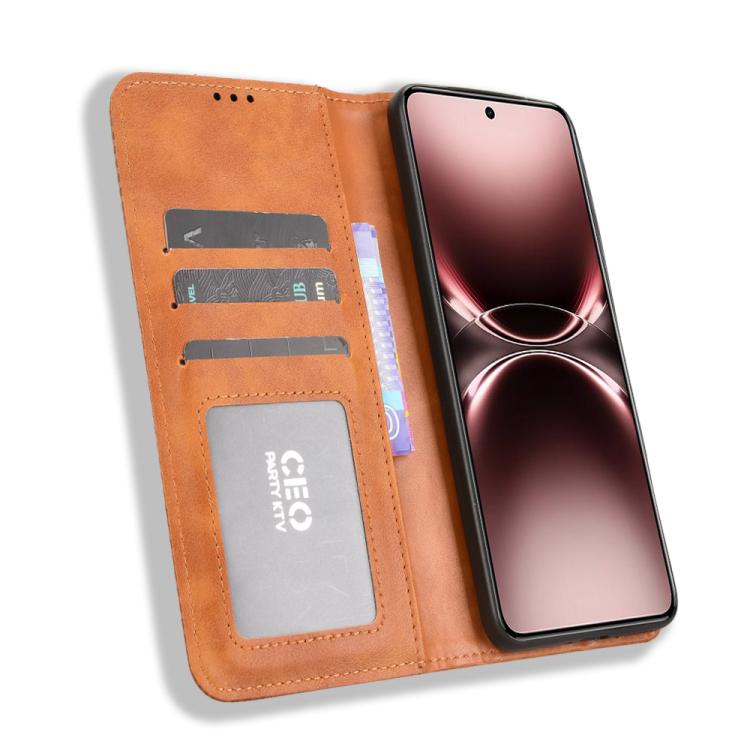 For vivo X200 Ultra 5G Magnetic Buckle Retro Texture Leather Phone Case