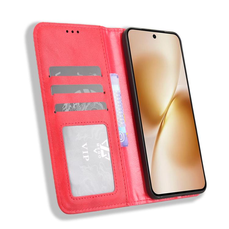 For vivo X200s 5G Magnetic Buckle Retro Texture Leather Phone Case