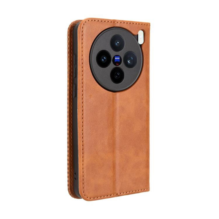 For vivo X200s 5G Magnetic Buckle Retro Texture Leather Phone Case