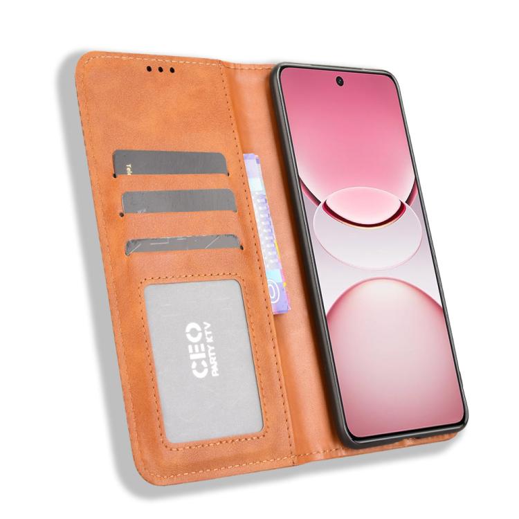 For vivo T4 5G / iQOO Z10 5G Global Magnetic Buckle Retro Texture Leather Phone Case