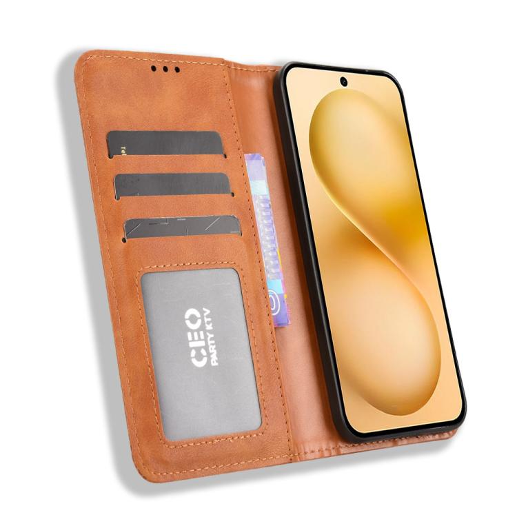 For vivo X200 FE / S30 Pro mini Magnetic Buckle Retro Texture Leather Phone Case