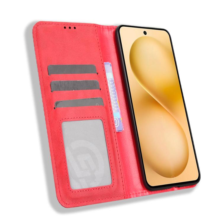 For vivo V60 5G Magnetic Buckle Retro Texture Leather Phone Case