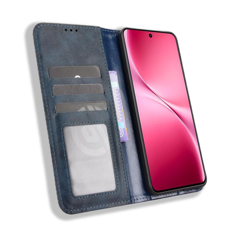 For vivo V60 Lite 4G / 5G Magnetic Buckle Retro Texture Leather Phone Case