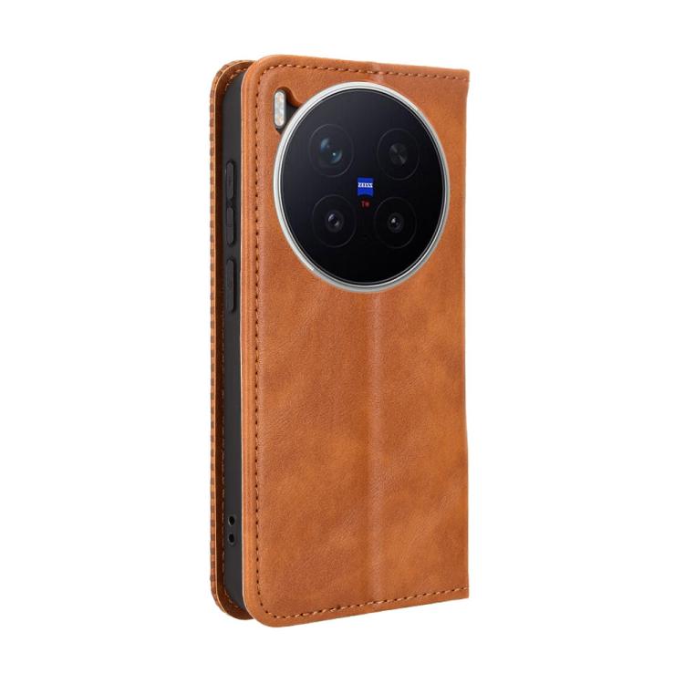 For vivo X300 Pro Magnetic Buckle Retro Texture Leather Phone Case