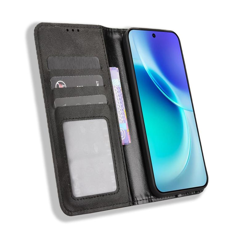 For vivo X300 Magnetic Buckle Retro Texture Leather Phone Case