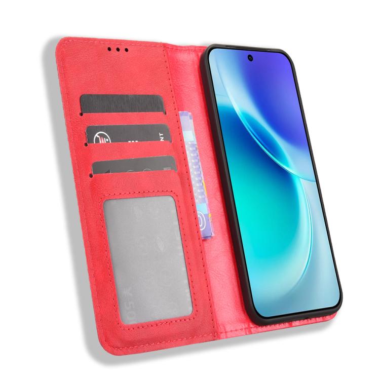 For vivo X300 Magnetic Buckle Retro Texture Leather Phone Case