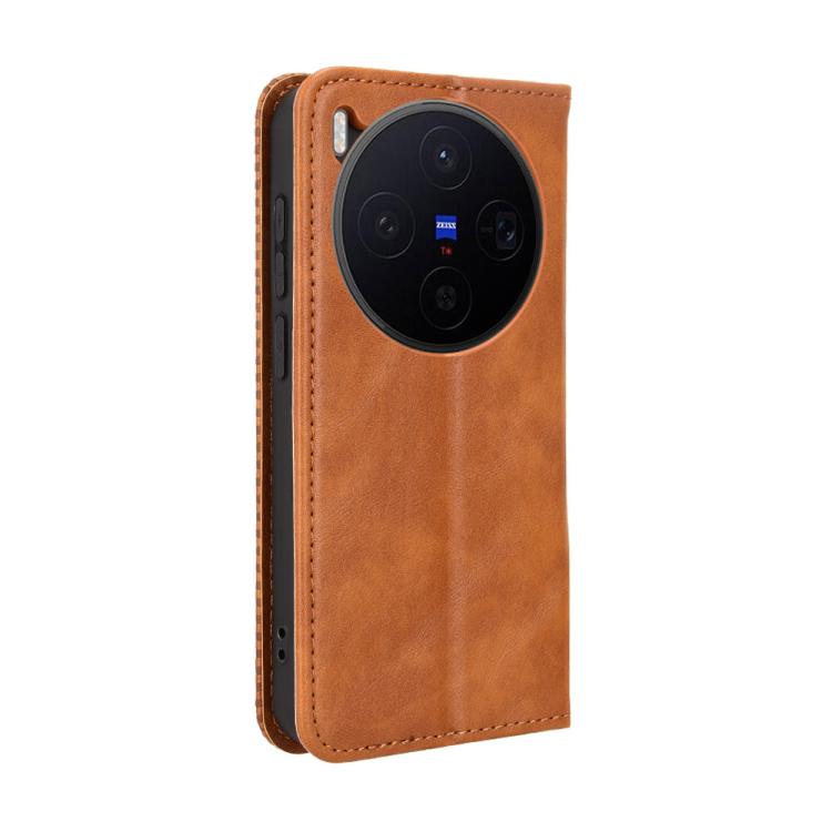 For vivo X300 Magnetic Buckle Retro Texture Leather Phone Case