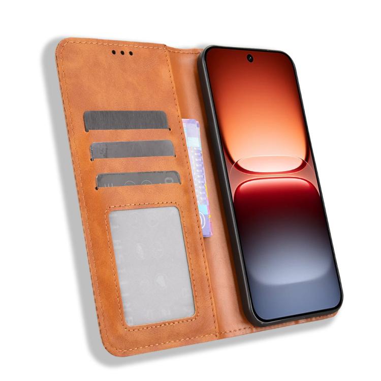 For vivo iQOO 15 5G Magnetic Buckle Retro Texture Leather Phone Case