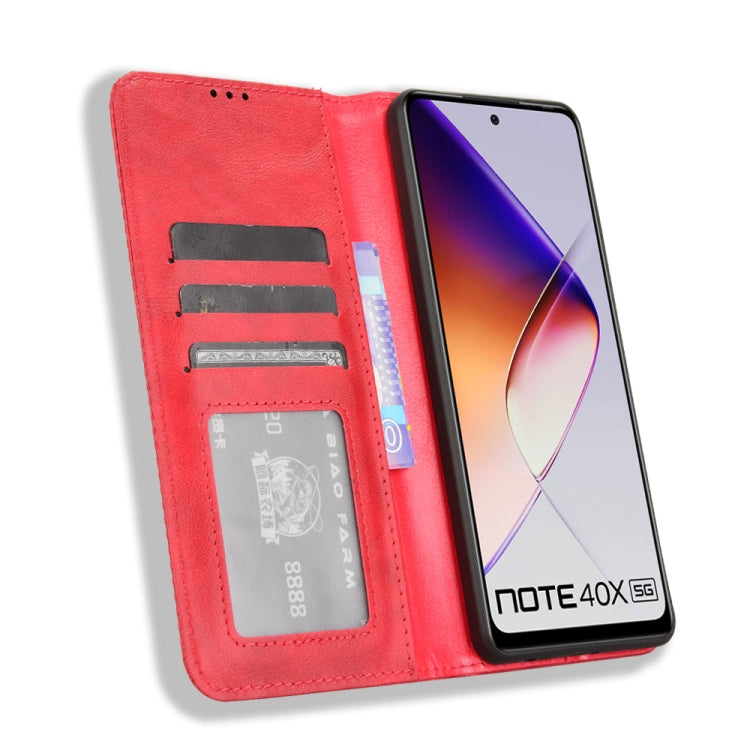For Infinix Note 40X 5G X6838 Magnetic Buckle Retro Texture Leather Phone Case