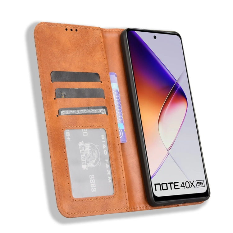 For Infinix Note 40X 5G X6838 Magnetic Buckle Retro Texture Leather Phone Case
