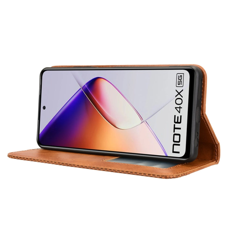 For Infinix Note 40X 5G X6838 Magnetic Buckle Retro Texture Leather Phone Case