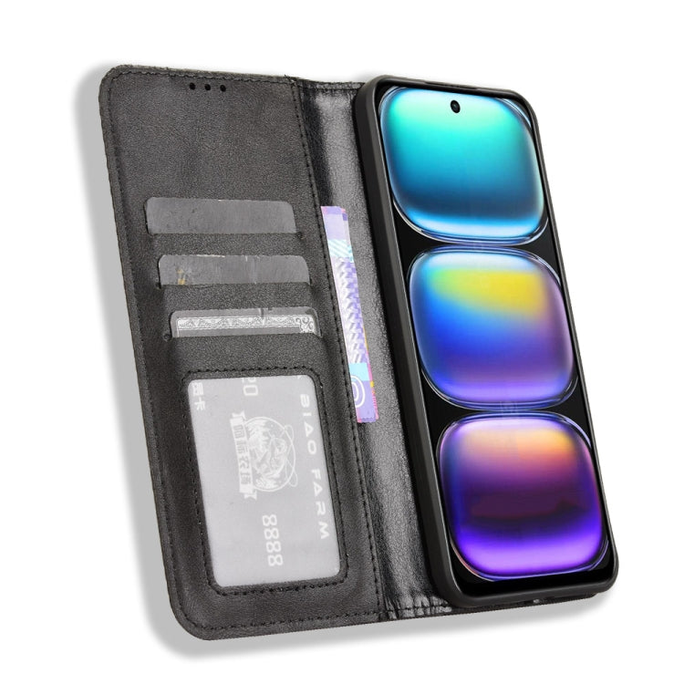For Infinix Hot 50 4G Magnetic Buckle Retro Texture Leather Phone Case