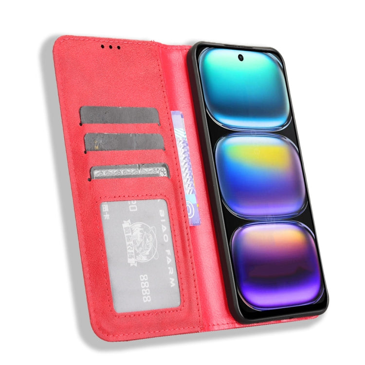 For Infinix Hot 50 4G Magnetic Buckle Retro Texture Leather Phone Case