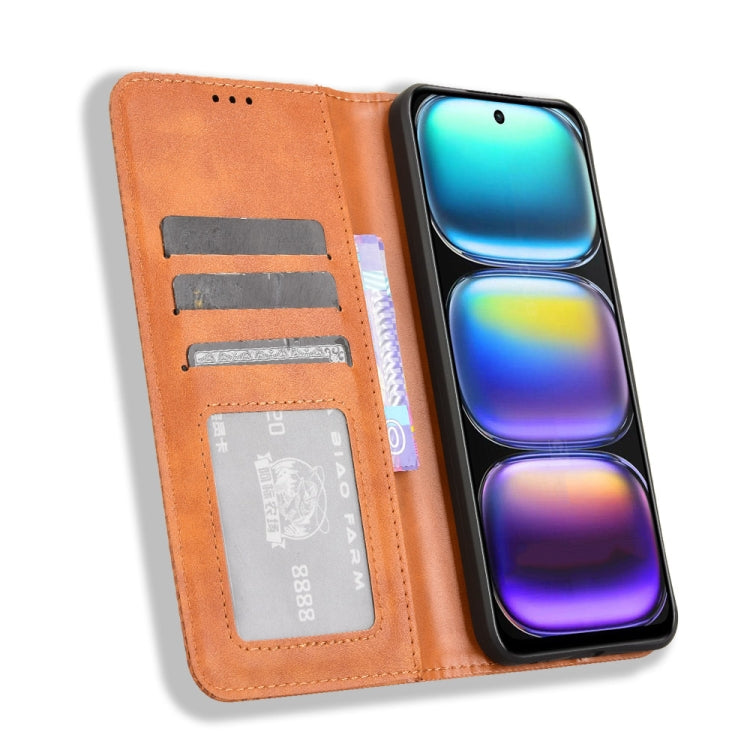 For Infinix Hot 50 5G Magnetic Buckle Retro Texture Leather Phone Case