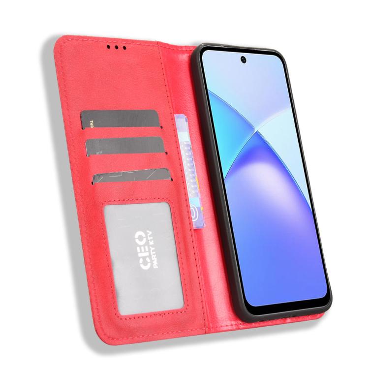 For Infinix Smart 10 / Tecno Pop 10 4G Magnetic Buckle Retro Texture Leather Phone Case