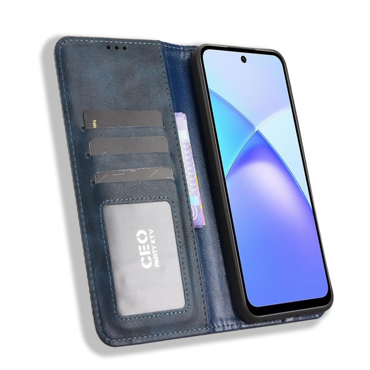 For Infinix Smart 10 / Tecno Pop 10 4G Magnetic Buckle Retro Texture Leather Phone Case