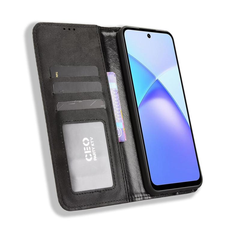For Infinix Smart 10 Plus 4G Magnetic Buckle Retro Texture Leather Phone Case