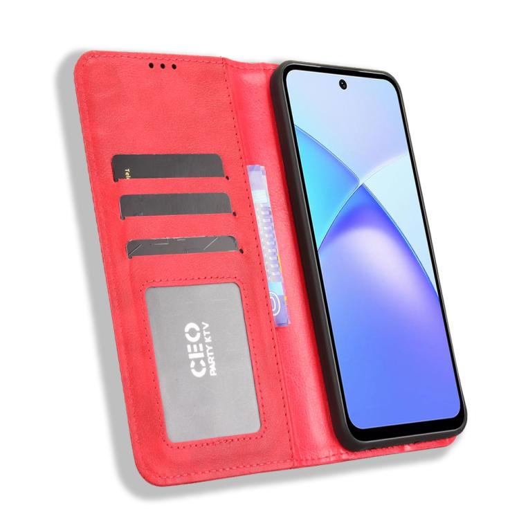 For Infinix Smart 10 Plus 4G Magnetic Buckle Retro Texture Leather Phone Case