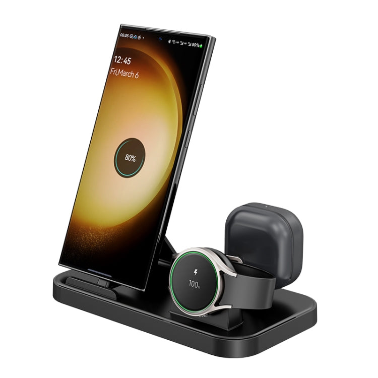 WA30 3 in 1 Magnetic Watch Wireless Charging Station with Dual Type-C Ports(Black)