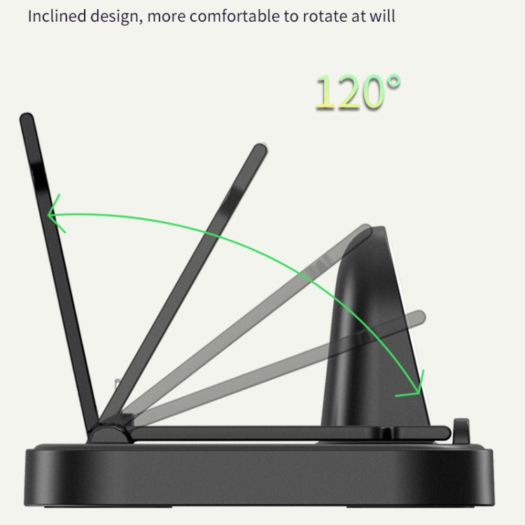 WA30 3 in 1 Magnetic Watch Wireless Charging Station with Dual Type-C Ports(Black)