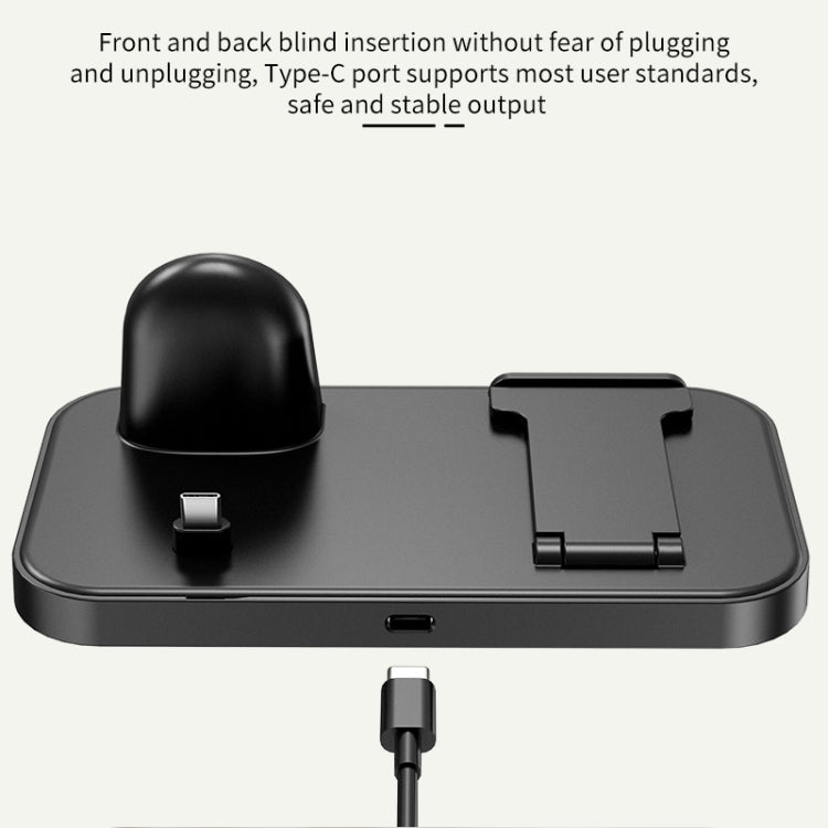 WA30 3 in 1 Magnetic Watch Wireless Charging Station with Dual Type-C Ports(Black)