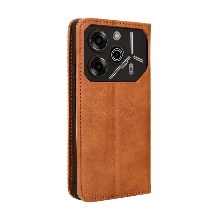 For Tecno Pova 6 Pro 5G Magnetic Buckle Retro Texture Leather Phone Case