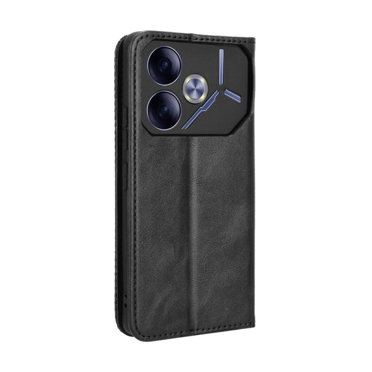 For Tecno Pova 6 4G Magnetic Buckle Retro Texture Leather Phone Case
