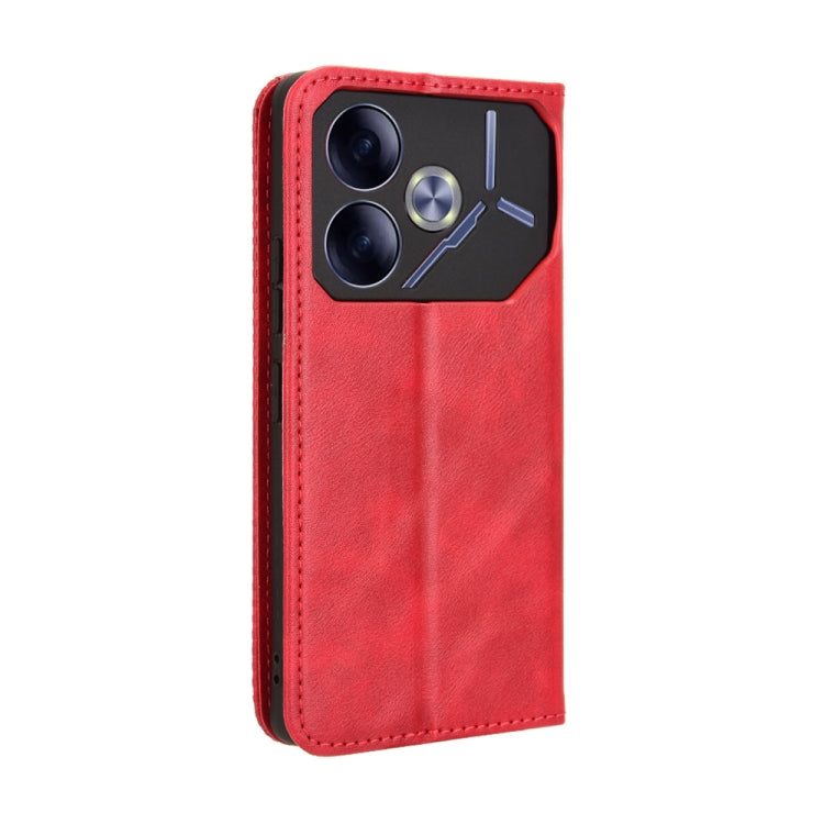 For Tecno Pova 6 4G Magnetic Buckle Retro Texture Leather Phone Case