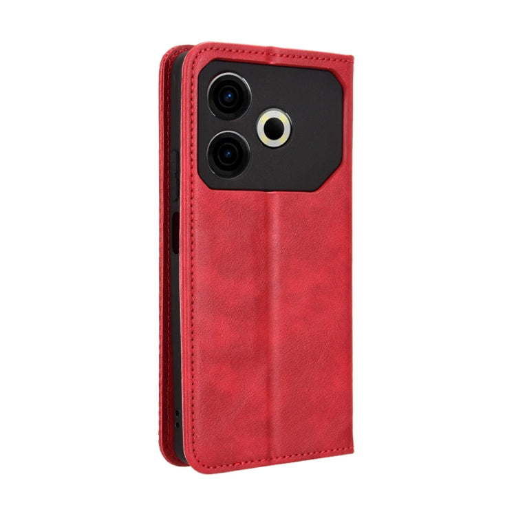 For Tecno Pova 6 Neo 4G Magnetic Buckle Retro Texture Leather Phone Case