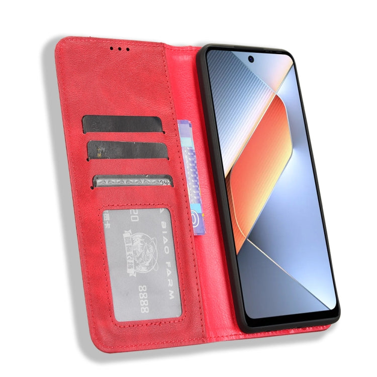 For Tecno Pova 6 Neo 4G Magnetic Buckle Retro Texture Leather Phone Case