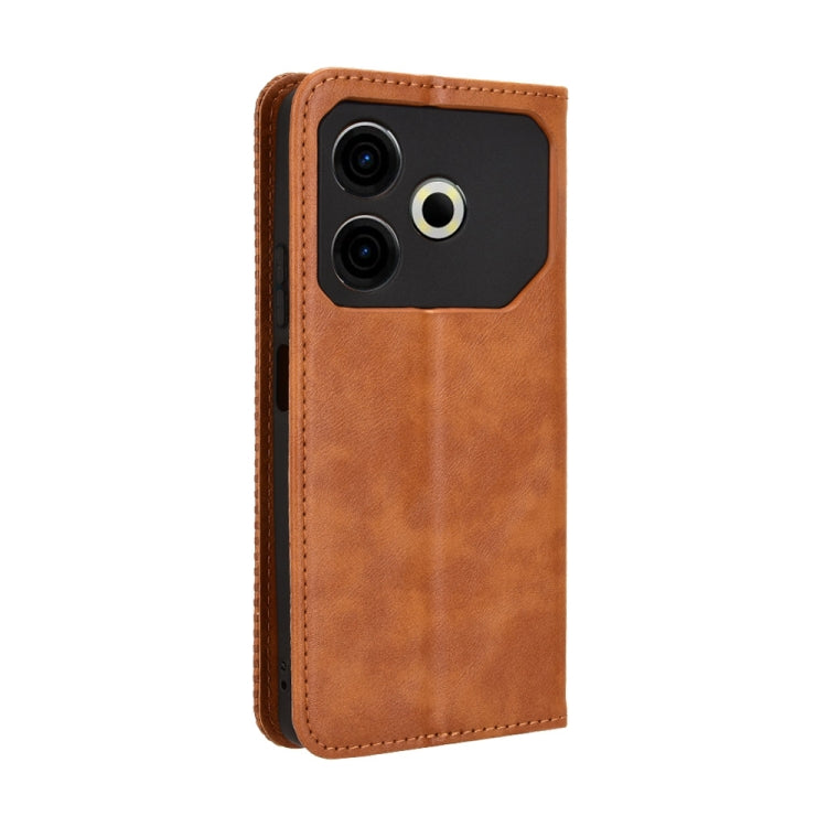 For Tecno Pova 6 Neo 4G Magnetic Buckle Retro Texture Leather Phone Case