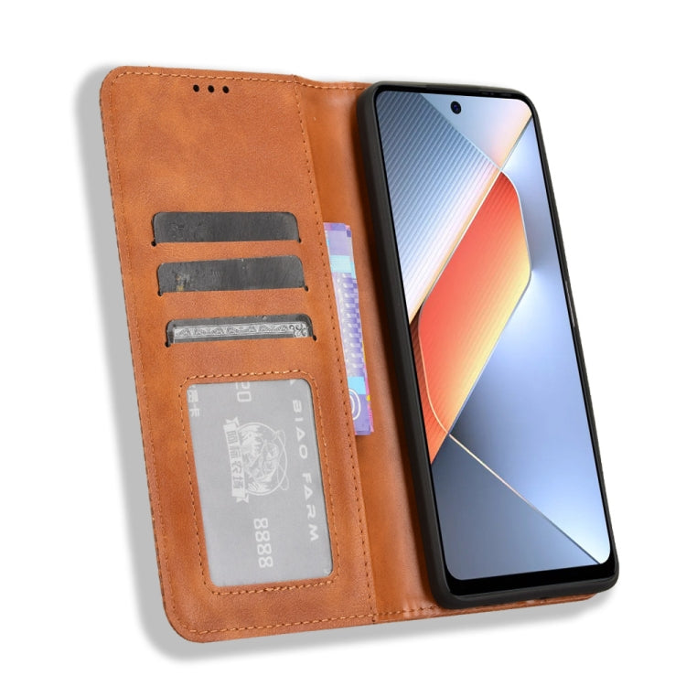 For Tecno Pova 6 Neo 4G Magnetic Buckle Retro Texture Leather Phone Case