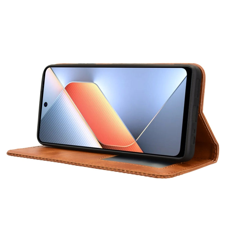 For Tecno Pova 6 Neo 4G Magnetic Buckle Retro Texture Leather Phone Case
